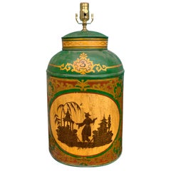 20th Century Green Tea Tin Lamp