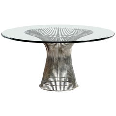 Warren Platner for Knoll Chrome Dining Table with Glass Top