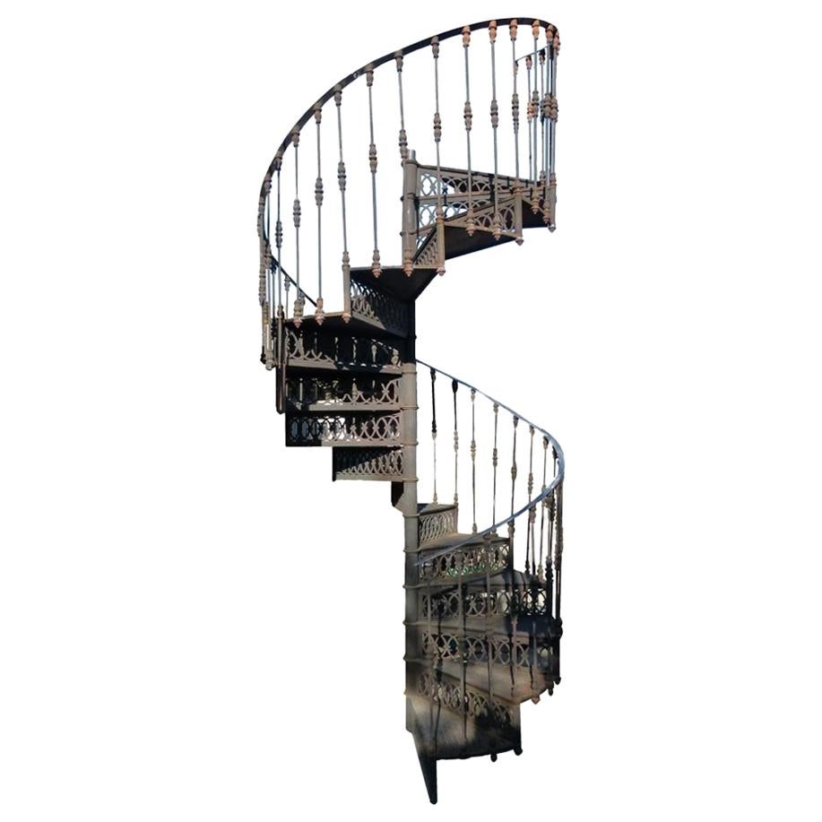 20th Century Art Nouveau Style Cast Iron Spiral Staircase from Spain