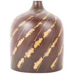 Japanese Iron Vase with Inlaid Silver and Gold by Ueda Hiroshi
