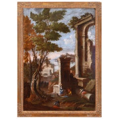 Paysage de ruines du 18ème siècle attribué à Bartolomeo Pedon