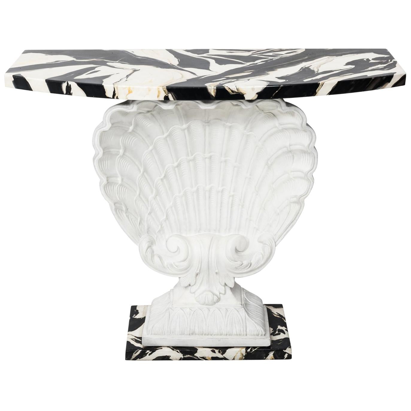 White Painted Scallop Shell Console For Sale