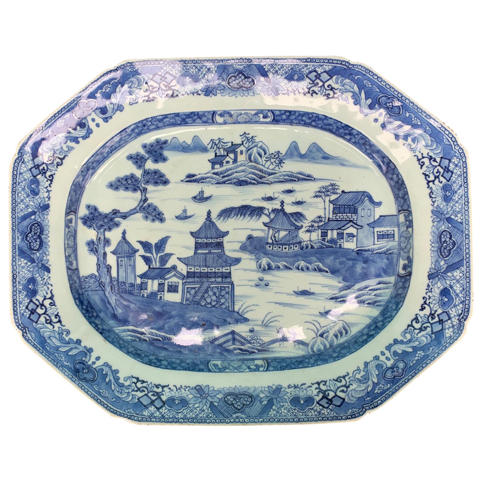 18th-19th Century Chinese Canton Blue and White Charger