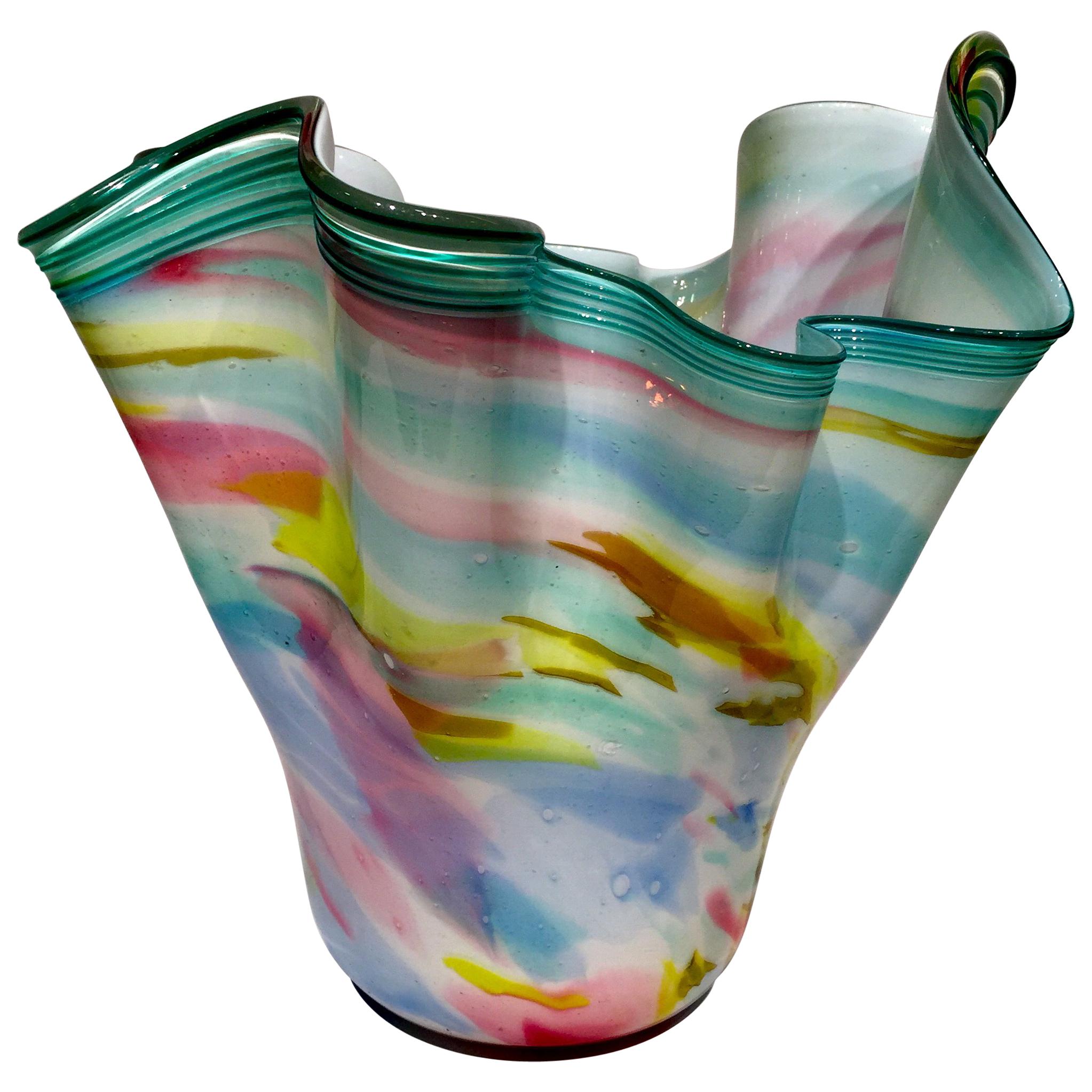 Dino Martens Murano Artistic Blown Glass Multi-Color Vase, circa 1950 For Sale
