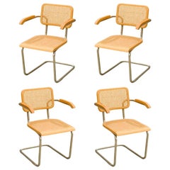 Retro Marcel Breuer Wicker Back Chrome "Cesca" Chairs