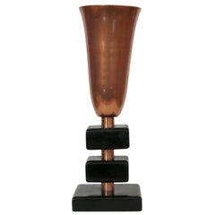 Vintage Copper Stacked Base Torchiere Table Lamp