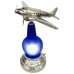 Vintage 1939 World’s Fair Light Up Bottle Airplane Lamp