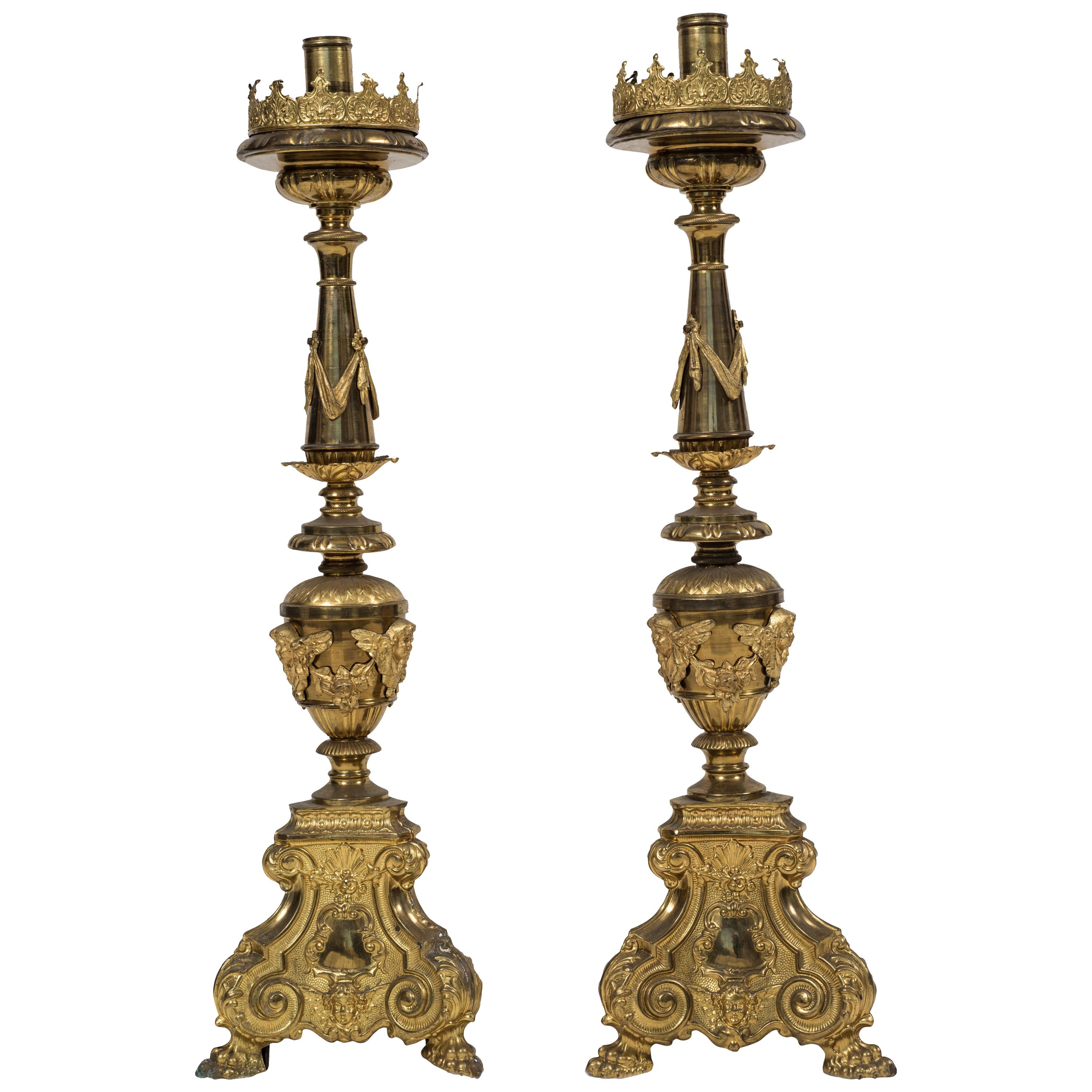 Antique Pair of Candlesticks, Italy, 18th Century