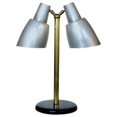 Vintage Googie Brass and Aluminum Dual Desk Lamp