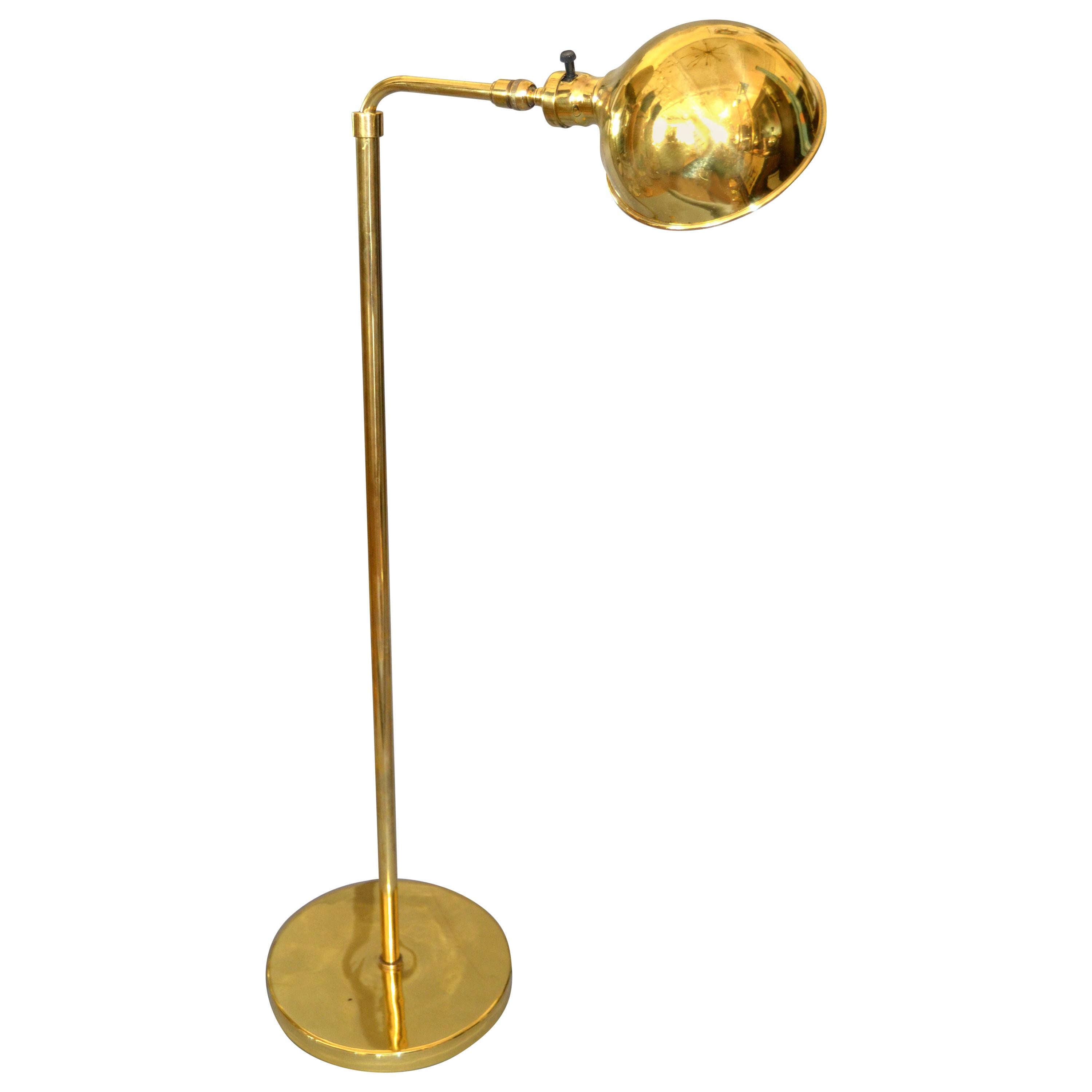 Mid-Century Modern Adjustable American Vintage Brass Floor or Reading Lamp