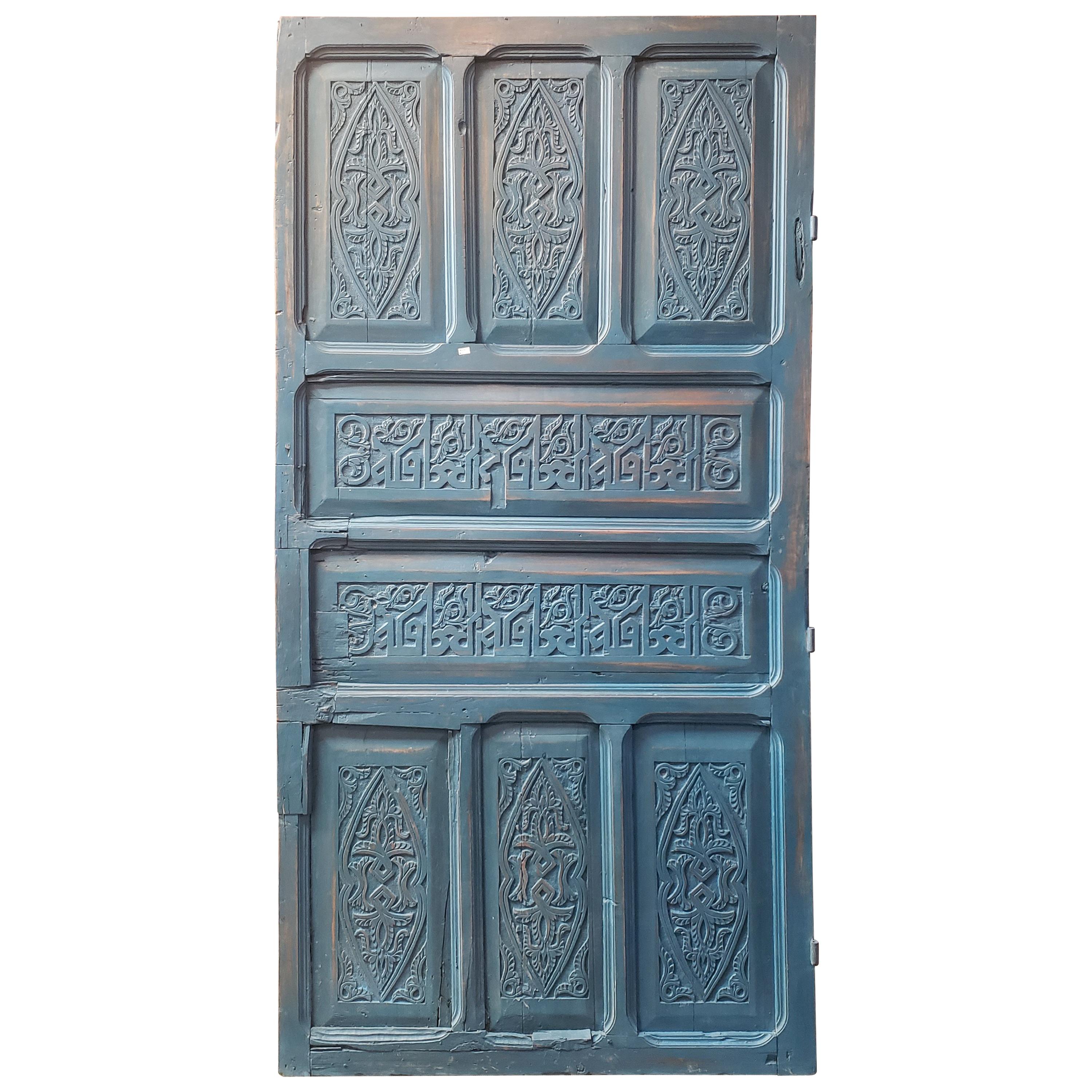 Old Blue Moroccan Wooden Door, 23MD40 For Sale