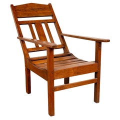 Javanischer Vintage-Loungesessel aus Holz im niederländischen Kolonialstil mit abgeschrägter Rückenlehne