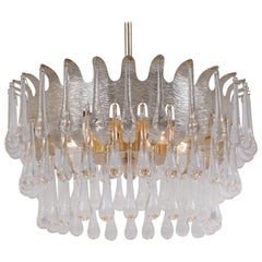 Retro Palwa Chandelier Silver Plated & Crystal, Possibly by Ernst Palme, 1960s, German