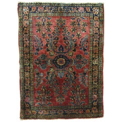 Antique Red Persian Sarouk Rug Mat