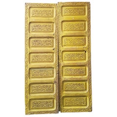 Double Panel Moroccan Wooden Door, Yellow 23MD39