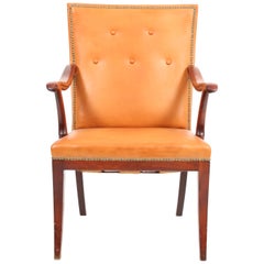 Classic Lounge Midcentury Chair in Patinated Leather by Frits Henningsen