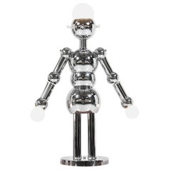 Italian Robot Sculpture Chrome Lamp by Torino