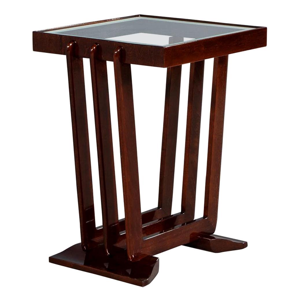 Vintage French Mahogany Art Deco End Table