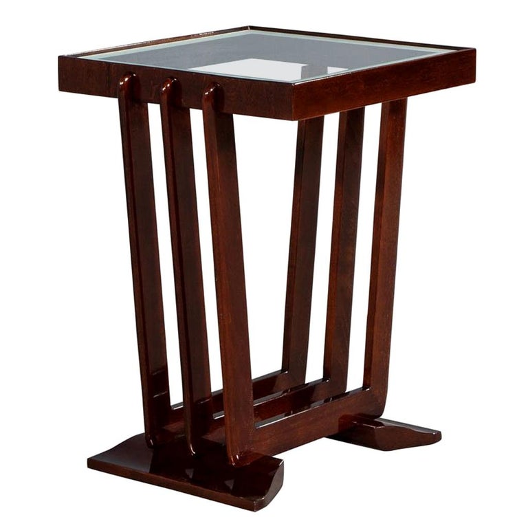 Vintage French Mahogany Art Deco End Table at 1stDibs