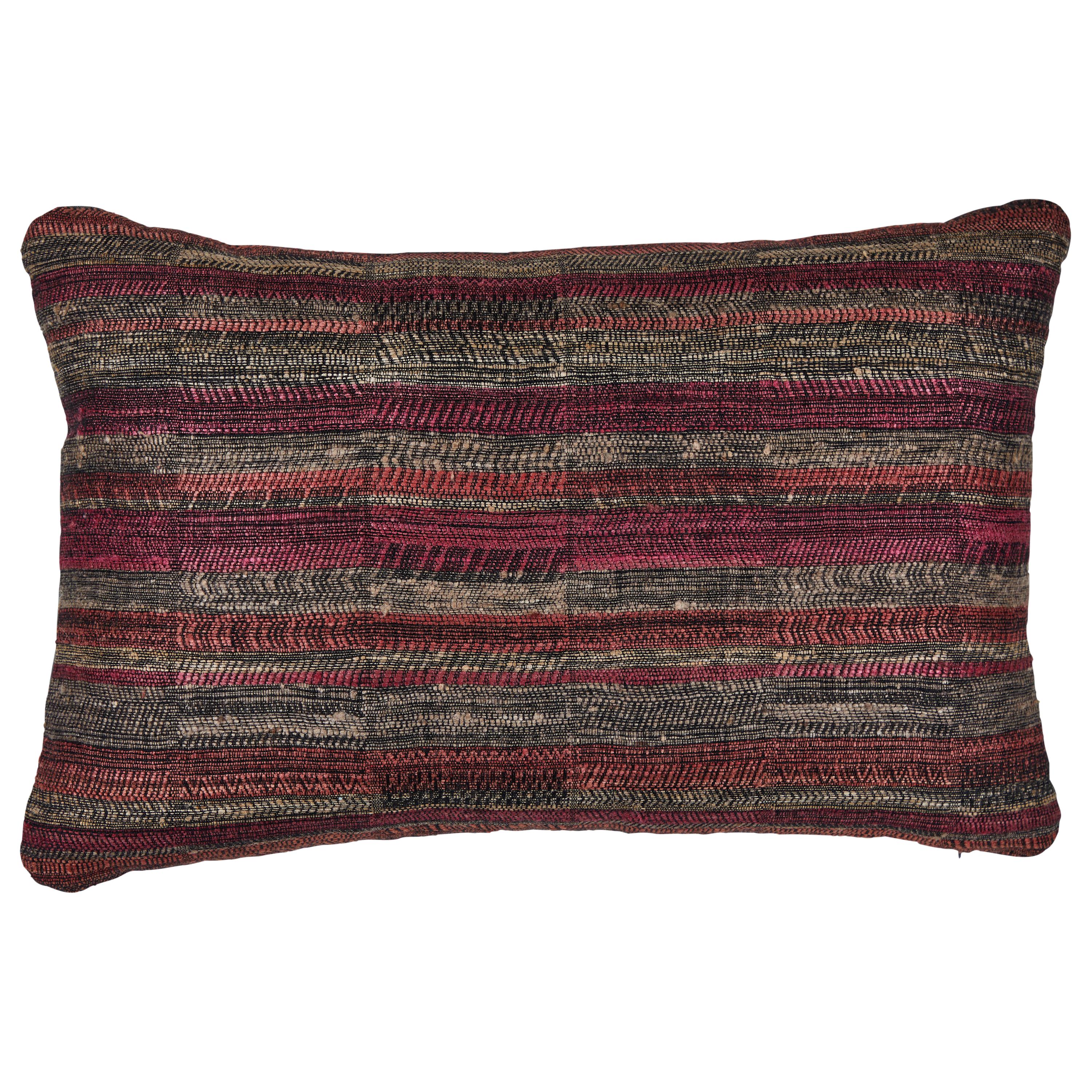 Indian Handwoven Pillow Sunset Stripes For Sale