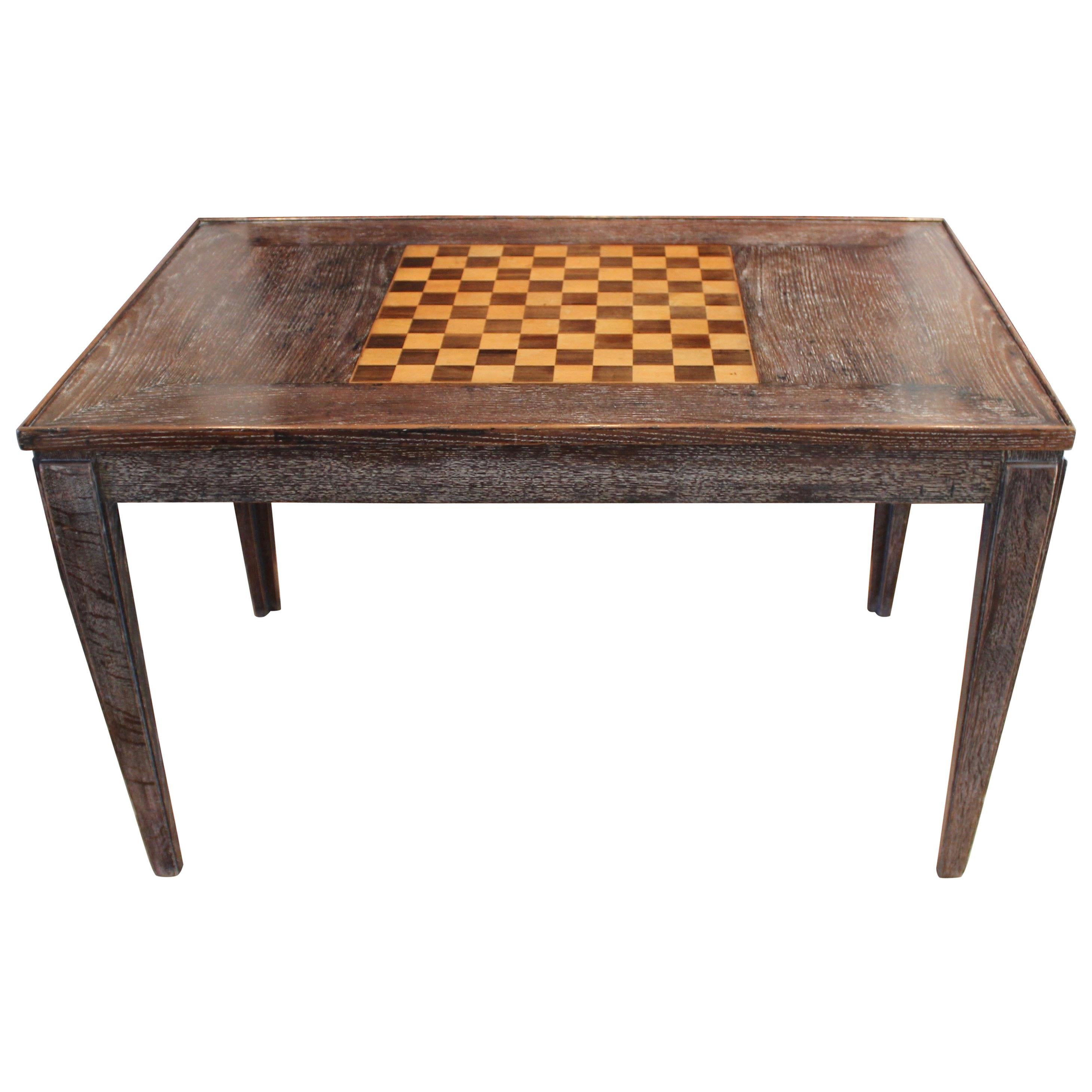 French Cerused Oak Game Table
