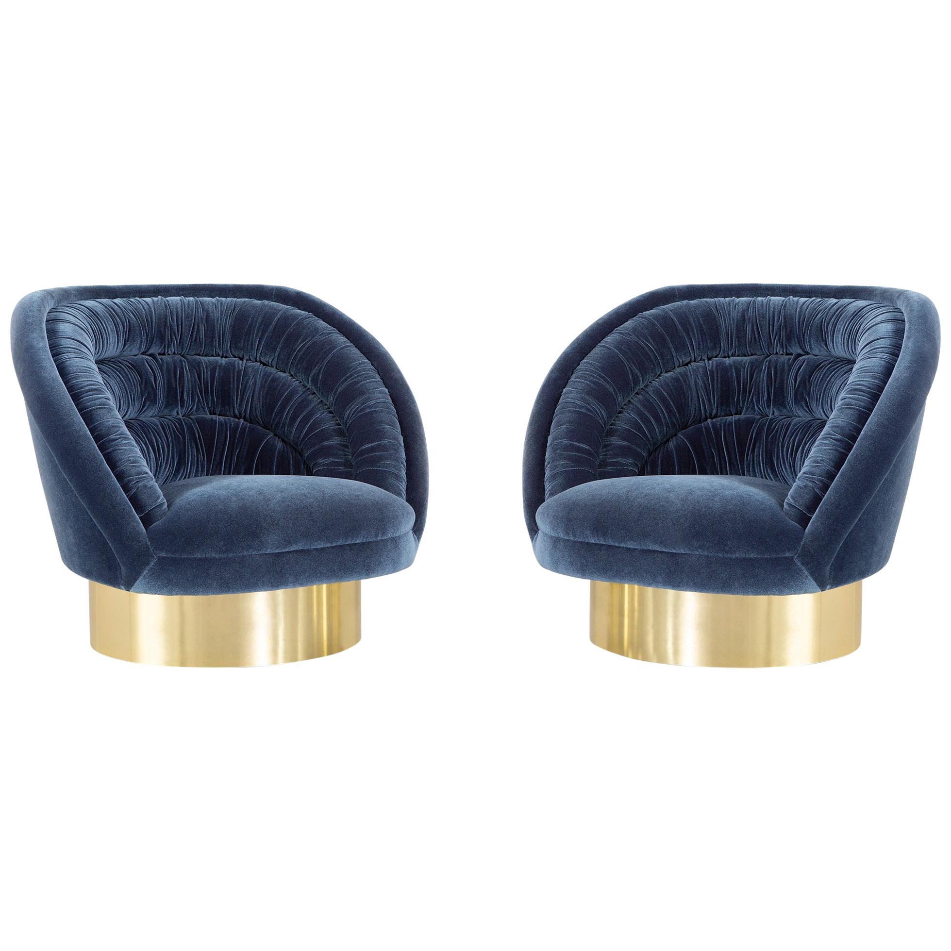 Set of Vladimir Kagan Crescent Chairs Freshly Reupholstered