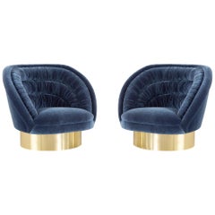 Set of Vladimir Kagan Crescent Chairs Freshly Reupholstered