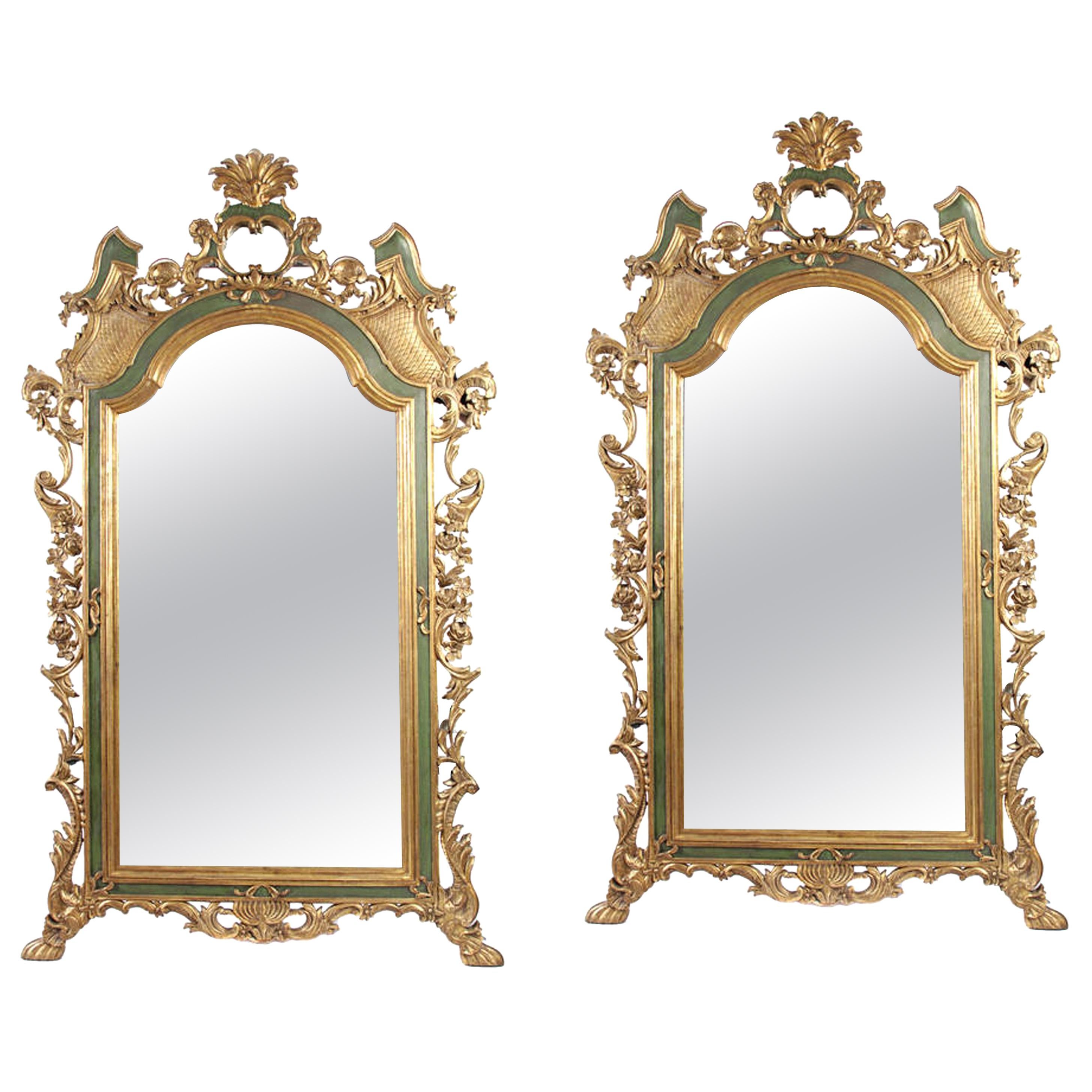Pair of Italian Rococo Style Painted Mirrors