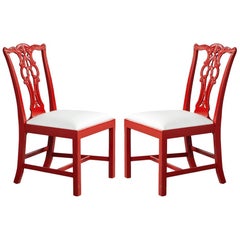 Pair of Chippendale Accent Side Chairs