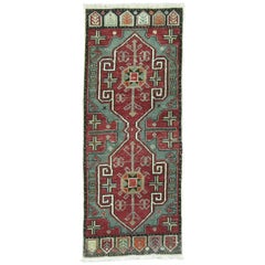 Green Vintage Anatolian Turkish Rug