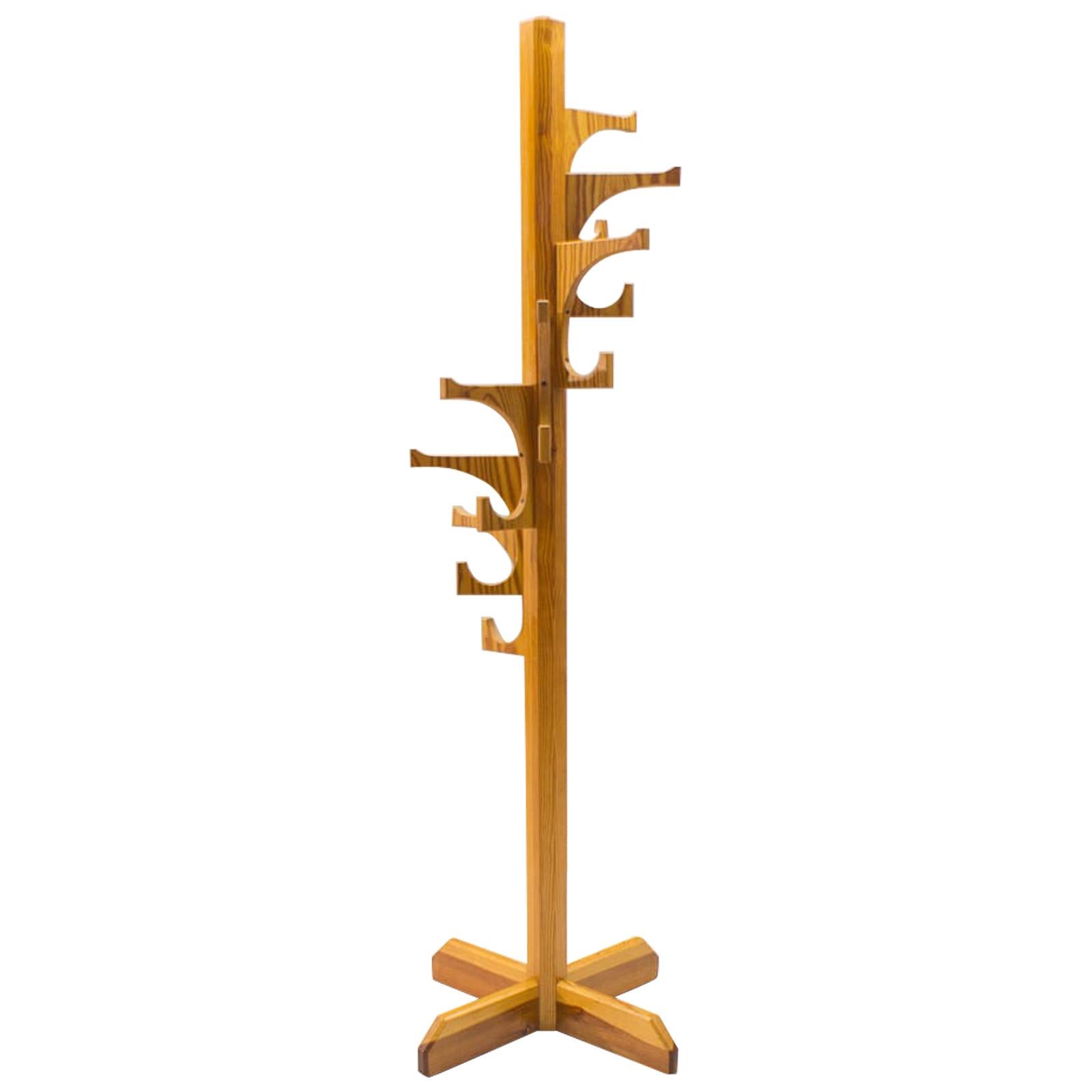 Spanish Midcentury Pine Coat Stand, 1970s