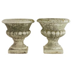 Pair of Mid-20th Century French Cast Stone Garden Urns, Planters, Jardinieres