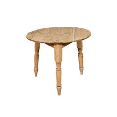 Antique English Bleached Pine Cricket Table