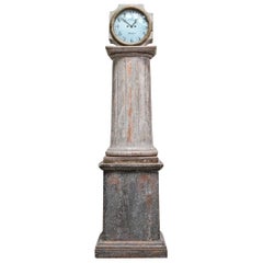 18th Century Swedish Neoclassical Working Long Case Clock in Original Paint