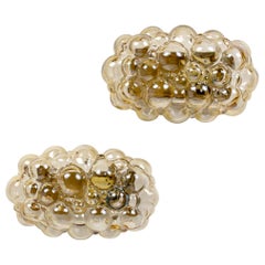 Oblong Translucent Amber Glass Bubble Sconces by Helena Tynell 'Pair'