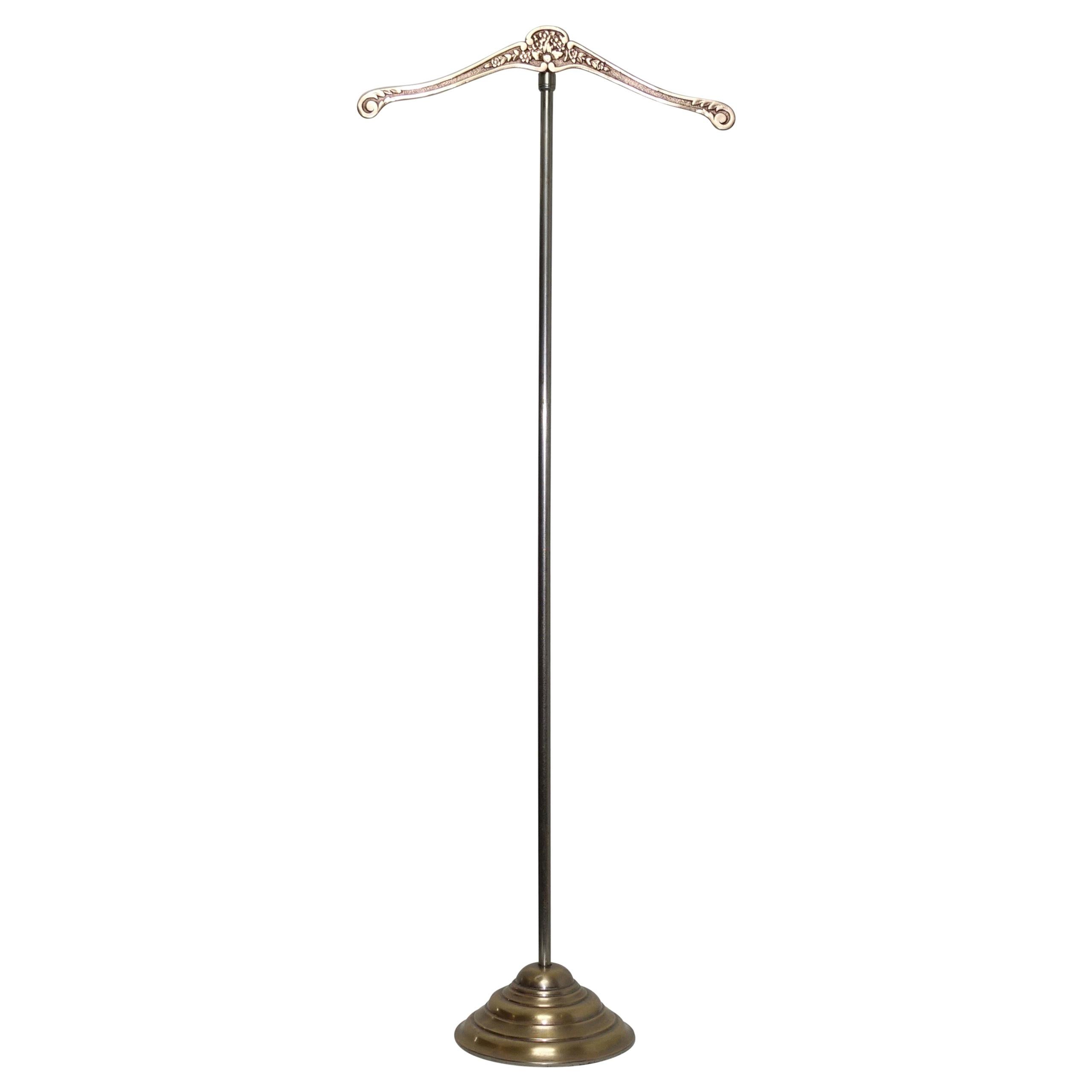 Art Deco Adjustable Brass and Steel Display Clothes Stand For Sale