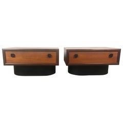 Classic 1970s Teak and Leather Wrapped Stands/End Tables by Rs Assocciates