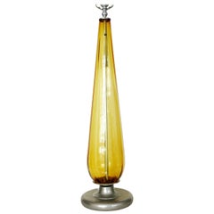 Archimede Seguso-Style Murano Glass Lamp in Opaline Yellow