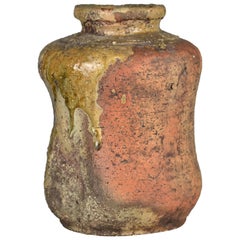 17th Century Shigaraki Storage Jar for Rice Crackers with Natural Ash Glaze