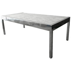 Monumental Marble and Stainless Steel Executive Desk by Leon Rosen for Pace