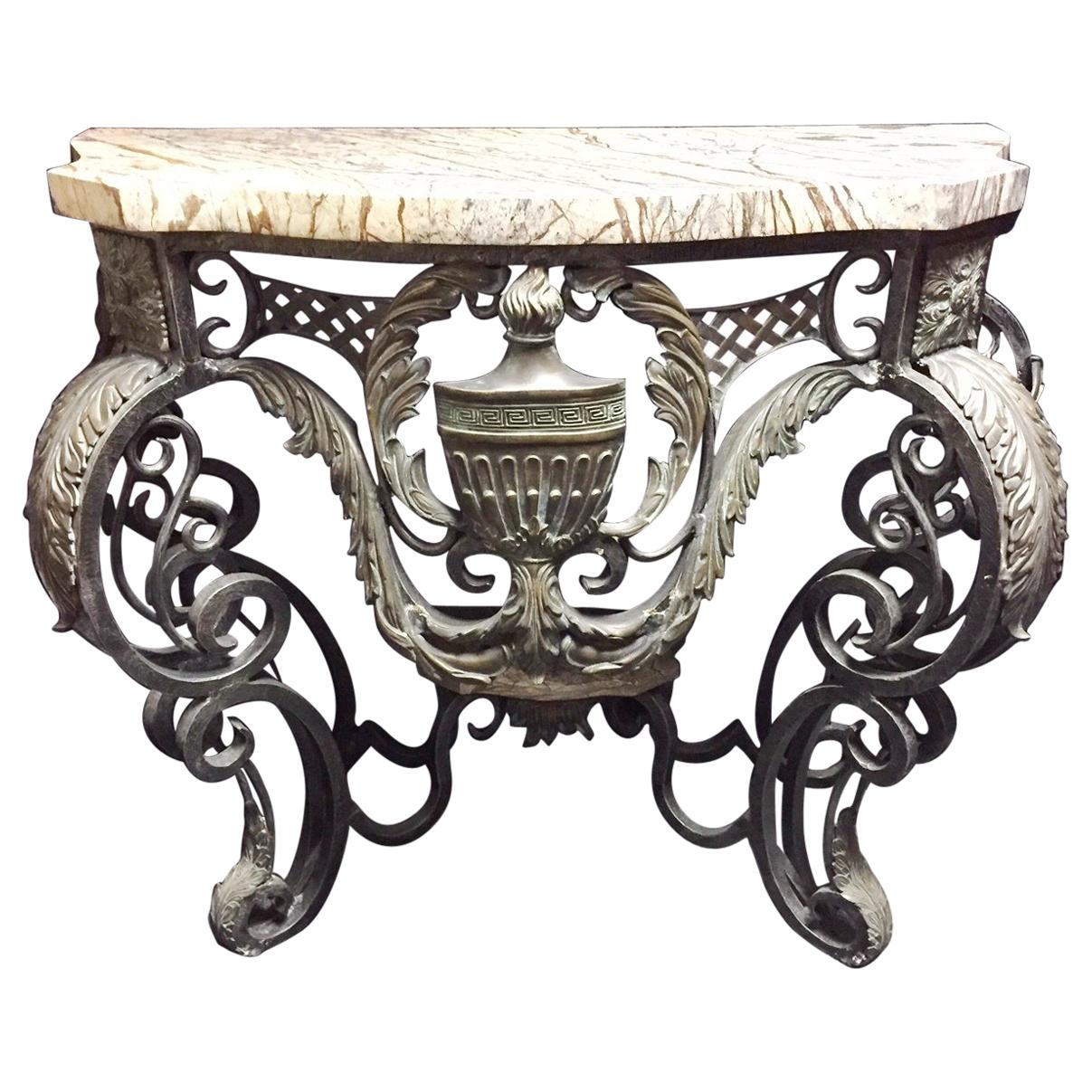 Italian Bronze and Patinated Metal Console Table