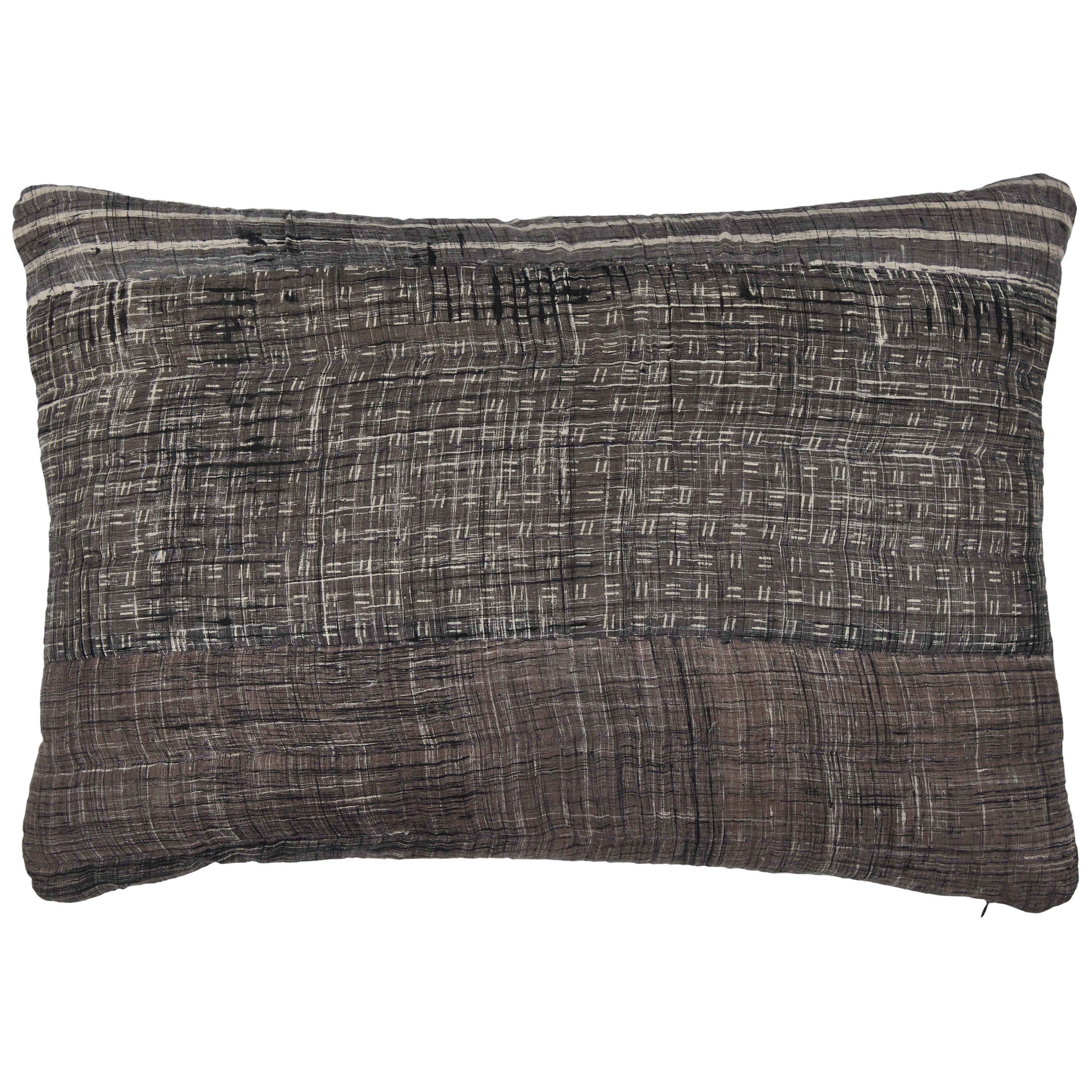 Grey Patchwork Pillow  For Sale