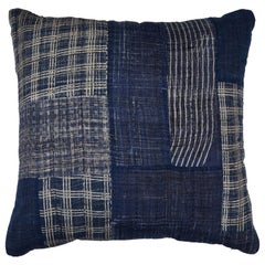 Indigo Patchwork Pillow Blue
