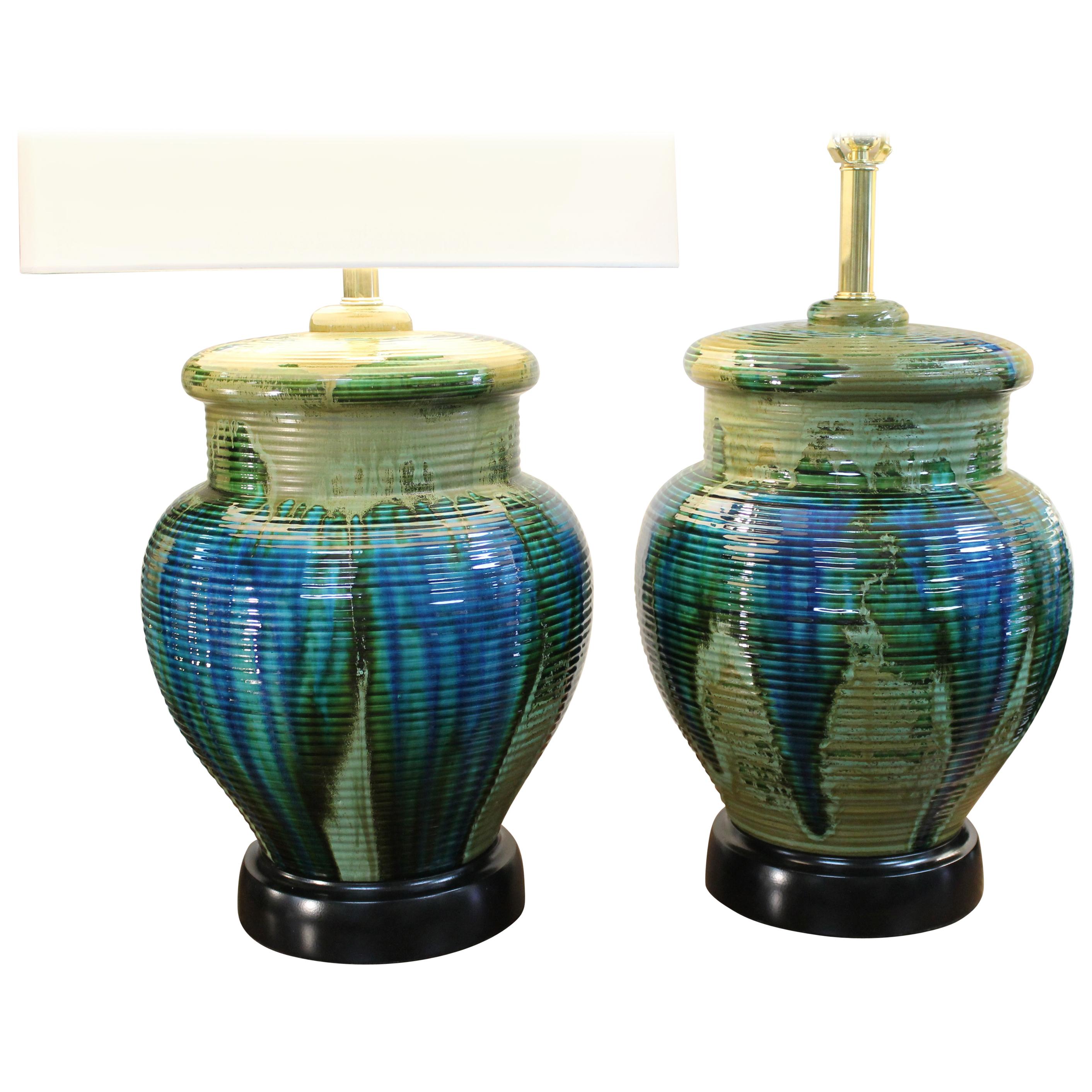 Pair of Multi Color Ceramic Lamps