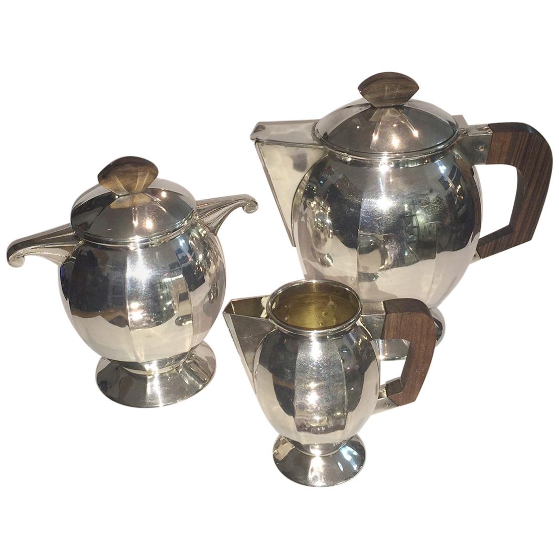 Art Deco French Silver Plate Coffee and Tea Service For Sale