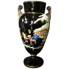 Dudson Black Glaze Chinoiserie Vase, Euterpe Pattern, circa 1875