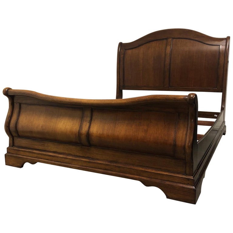 Queen Size Wood Sleigh Bed Frame For Sale at 1stdibs