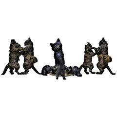 Antiguas miniaturas austriacas de bronce fundido y pintado en frío Figurita de gato Capricho Lote