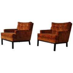 Pair of Midcentury Lounge Chairs by Harvey Probber in Jack Lenor Larsen Fabric