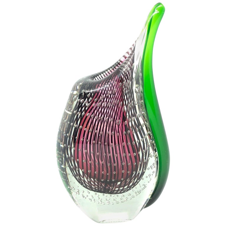Clear Purple Green Glass Vase Dewdrop